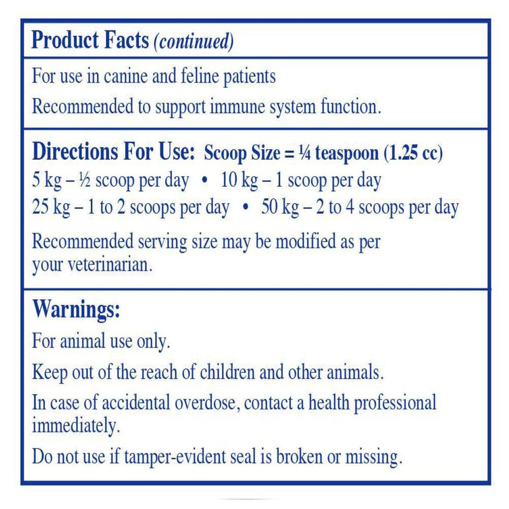 RX Vitamins for Pets RxCoriolus Forte Immune Support Powder product facts continued slide 3