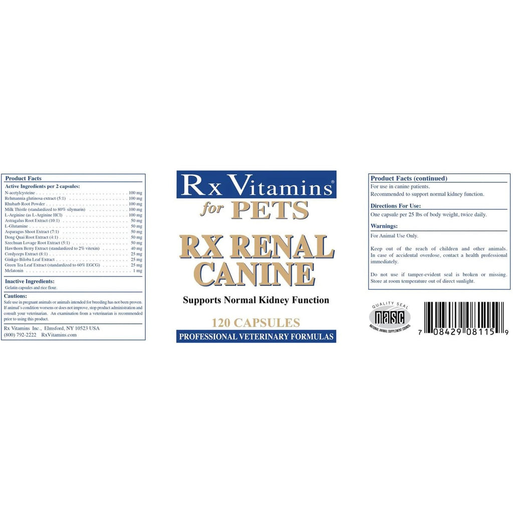 RX Vitamins for Pets Rx Renal Canine - full label
